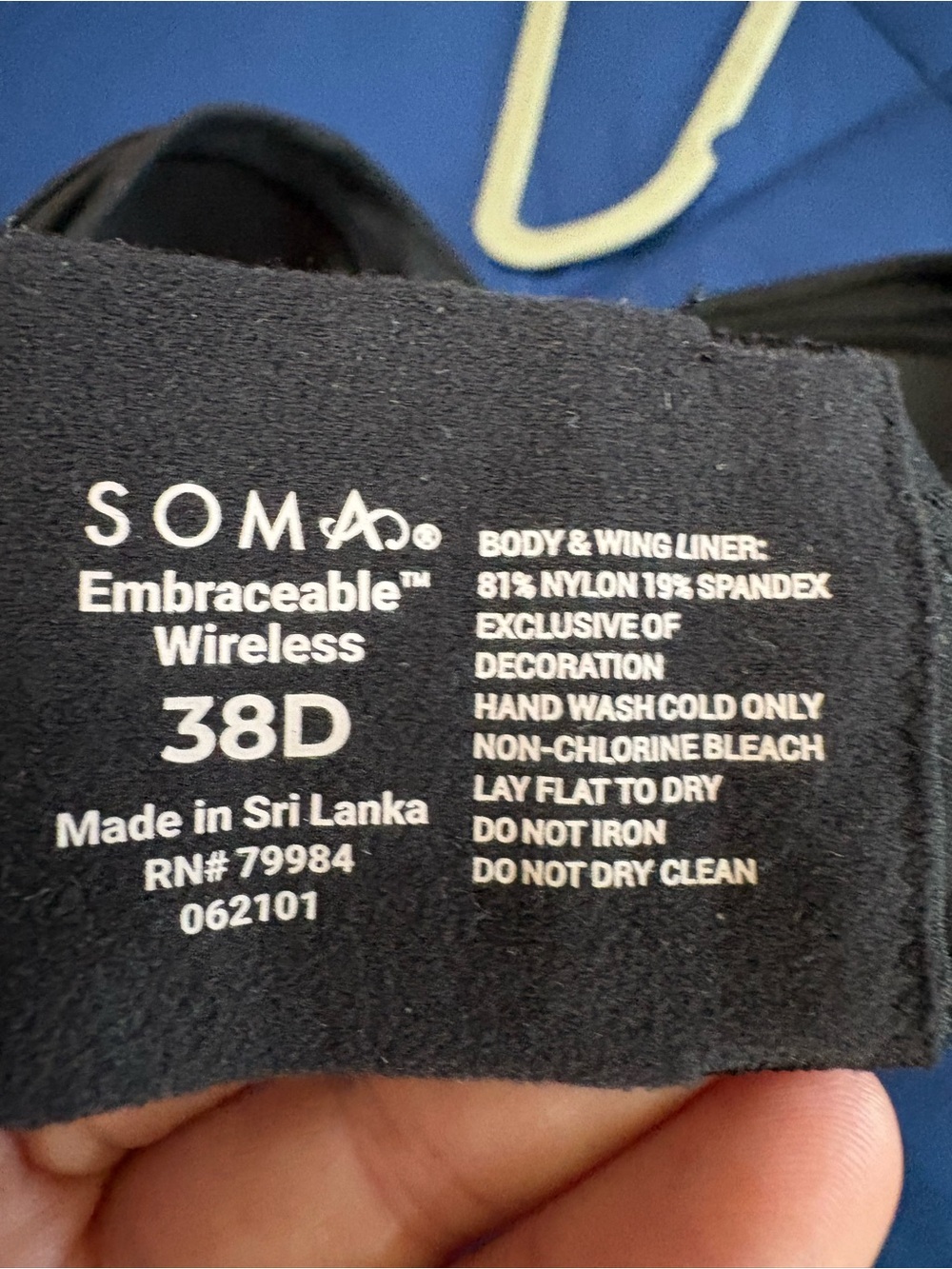 Soma 38D Embraceable Full Coverage Wireless Bra Black New - Picture 5 of 9